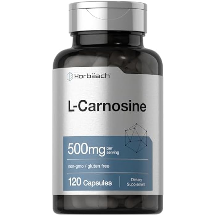 Horbäach L-Carnosine 500mg | 120 Capsule Supplement | Non-GMO & Gluten Free Powder Pills - Image 1