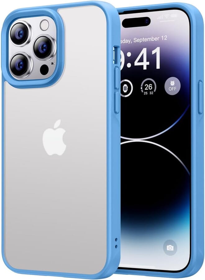 Next store Compatible with iPhone 15 Pro Clear Case Shockproof PC Soft Silicone [Anti-Yellowing] TPU Bumper Protective Cover (Sky Blue)