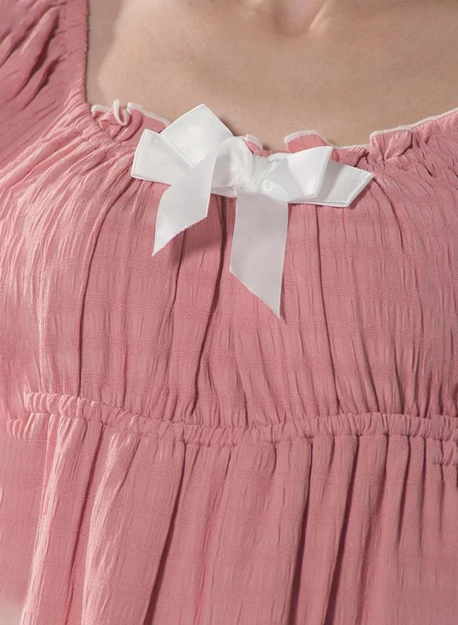 Virgio 100% Viscose Ruffled Bow Mini Dress