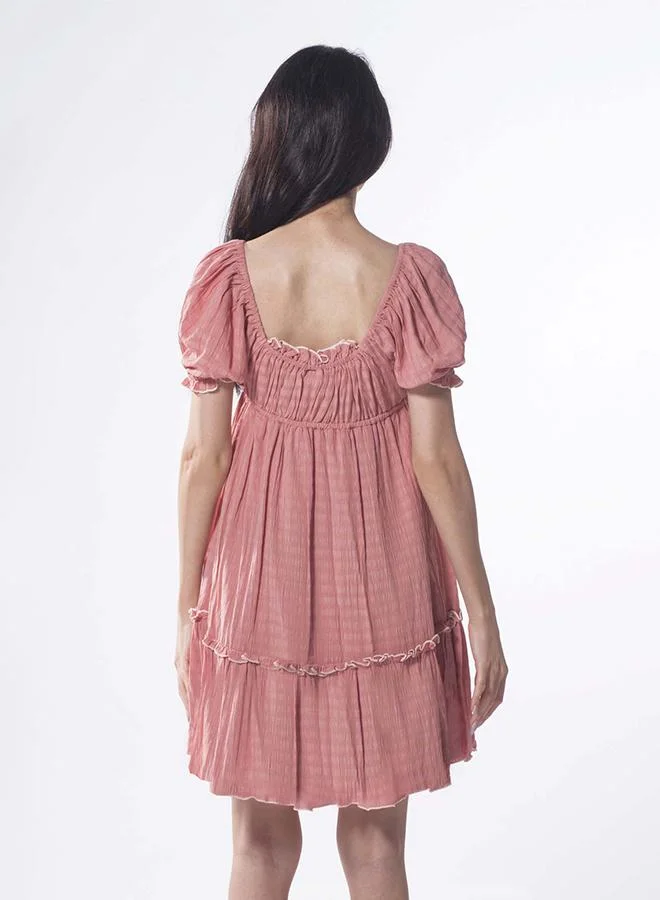 Virgio 100% Viscose Ruffled Bow Mini Dress