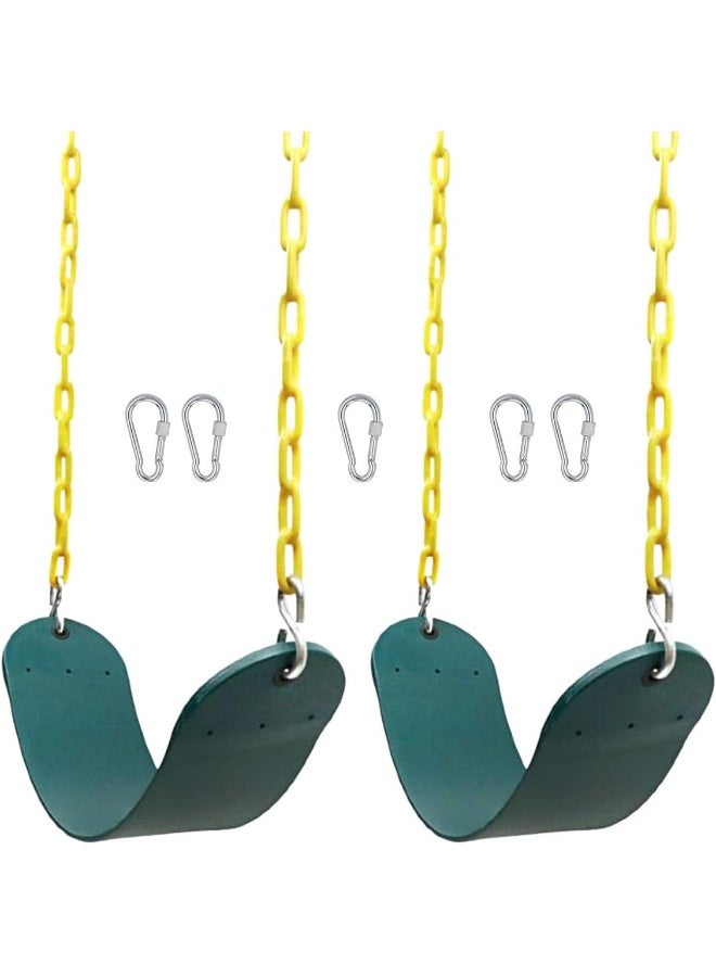 Rainbow Toys Juegoal Heavy Duty Swings Seats Playground Swing Set Accessories Replacement with 66" Plastic Coated Chain and Snap Hooks, Great for Kids Adults Playground, Backyard and Playroom, Easy Install, 2 Pack  - Image 1
