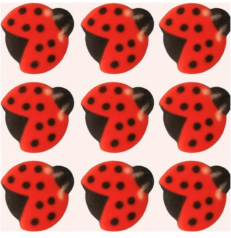 Oasis Supply Edible Sugar Ladybug Toppers - 24 Piece Set - Red & Black Hand-Painted Decorations for Cakes, Cupcakes, Cookies, Baby Showers, Birthday Parties & Spring Themes - Image 1