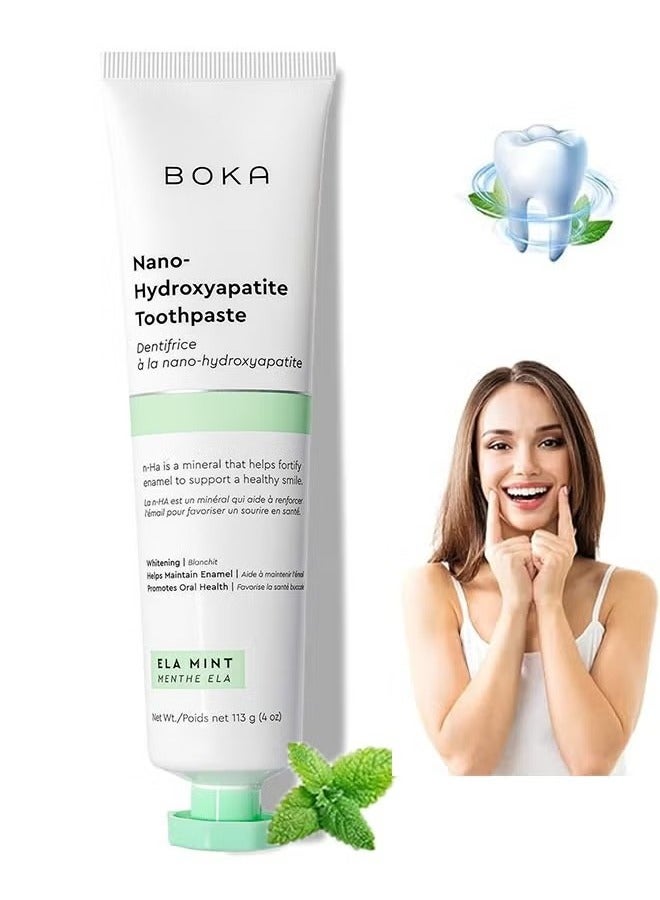 Boka Fluoride Free Toothpaste Nano Hydroxyapatite, Helps Remineralize, Appropriate for Sensitive Teeth, Whitening - for Adult, Kids Oral Care - Ela Mint Flavor, 4 Fl Oz 1Pk - Image 2
