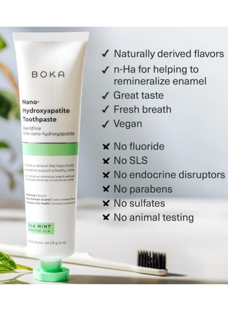 Boka Fluoride Free Toothpaste Nano Hydroxyapatite, Helps Remineralize, Appropriate for Sensitive Teeth, Whitening - for Adult, Kids Oral Care - Ela Mint Flavor, 4 Fl Oz 1Pk - Image 4