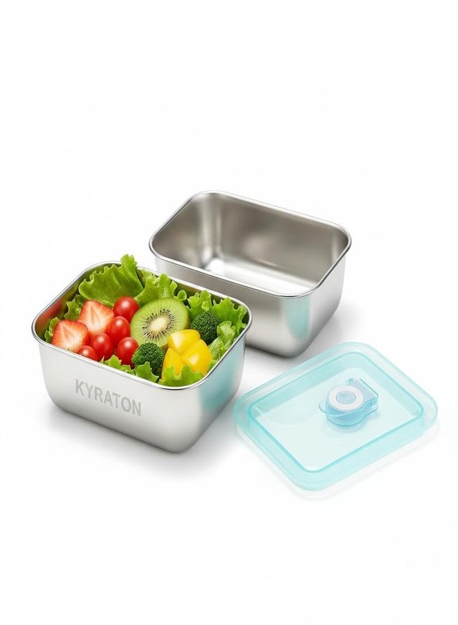 Kyraton Stainless Steel Snack Containers with Transparent Lid, Metal Snack Box, Stackable Food Storage Containers, Easy Open Leak Proof, Mini Small Food Containers - Image 1