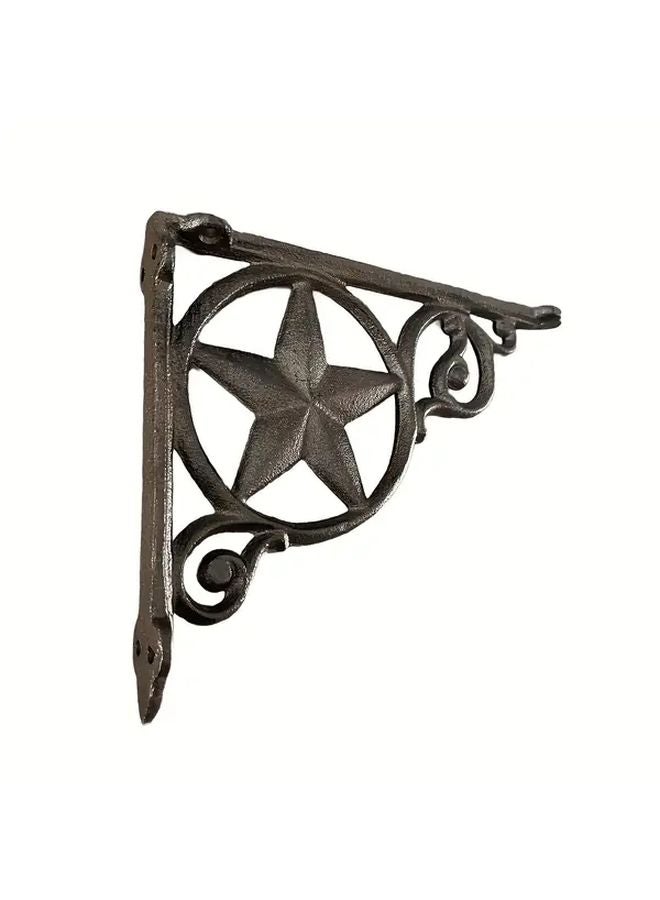 Cast Iron Wall Mounted Shelf Bracket European Pattern Five Star Design Dark Brown 22 3cm x 16 7cm - Image 5