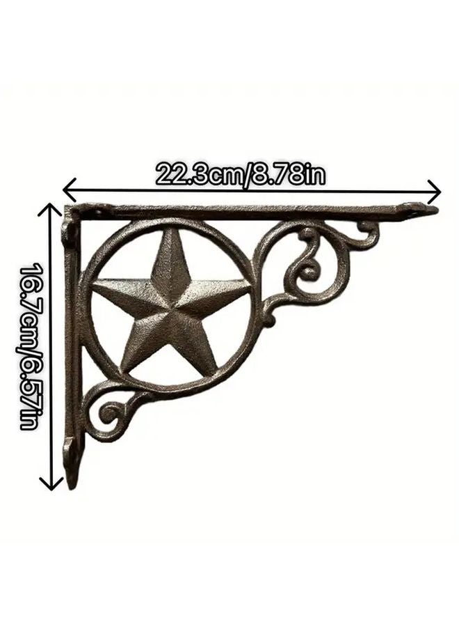 Cast Iron Wall Mounted Shelf Bracket European Pattern Five Star Design Dark Brown 22 3cm x 16 7cm - Image 4