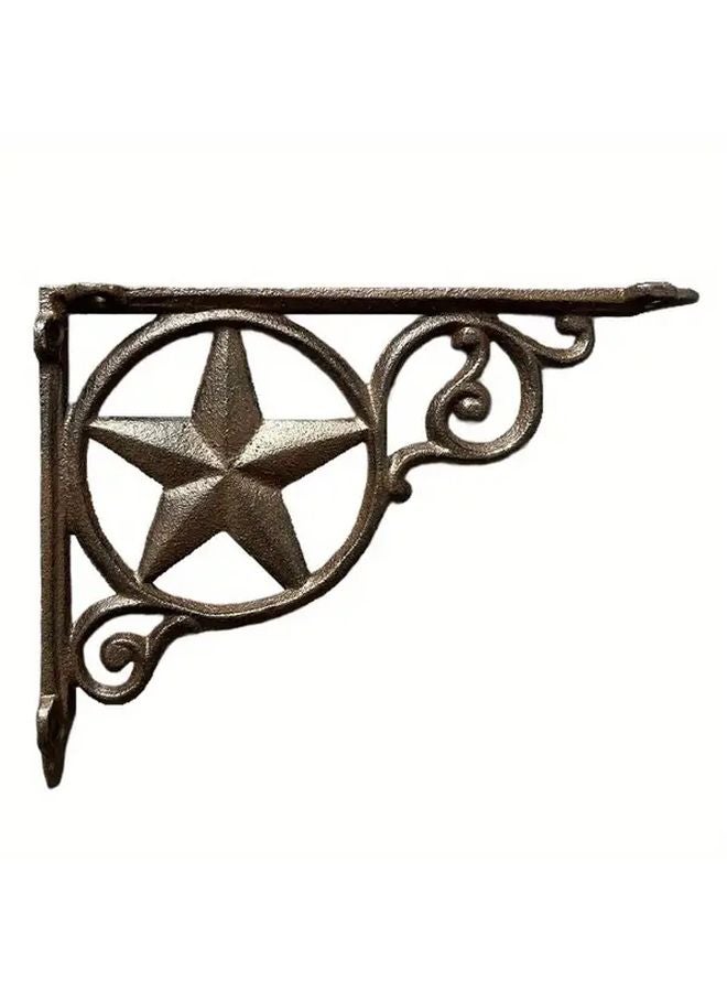 Cast Iron Wall Mounted Shelf Bracket European Pattern Five Star Design Dark Brown 22 3cm x 16 7cm - Image 2