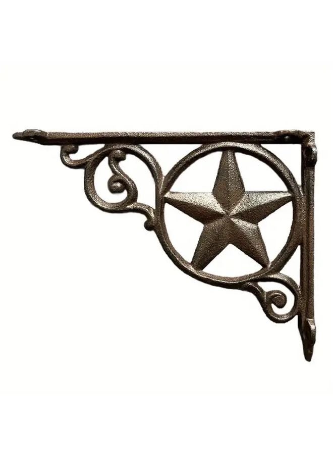 Cast Iron Wall Mounted Shelf Bracket European Pattern Five Star Design Dark Brown 22 3cm x 16 7cm - Image 3