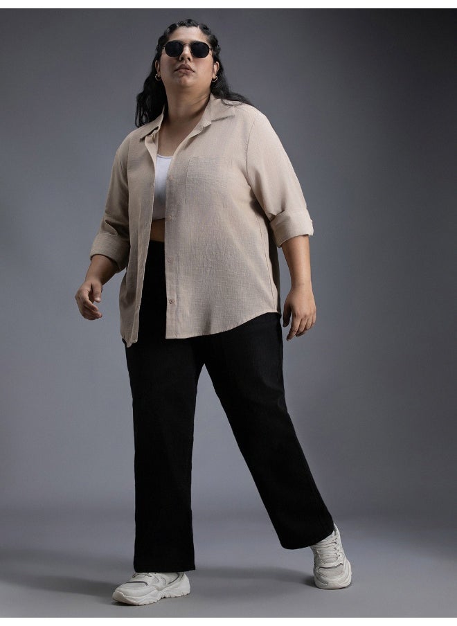 HIGH STAR - Women's Brown Oversized Shirt - Trendy and Comfortable Loose Fit - Image 1