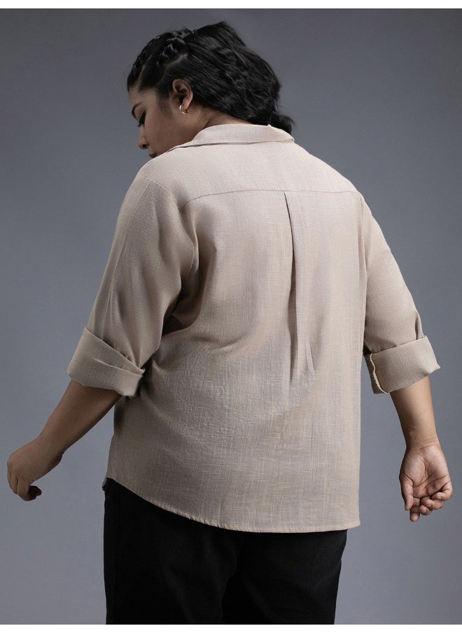 HIGH STAR - Women's Brown Oversized Shirt - Trendy and Comfortable Loose Fit - Image 1