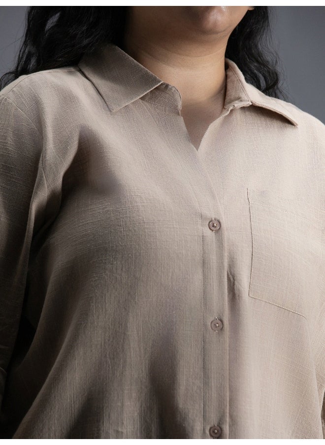HIGH STAR - Women's Brown Oversized Shirt - Trendy and Comfortable Loose Fit - Image 1