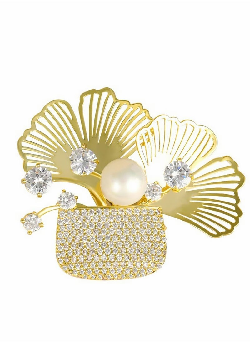 Excefore - Pearl Brooches Jewelry for Women Fashion Elegant Costume and Pins with White Crystal - Image 1