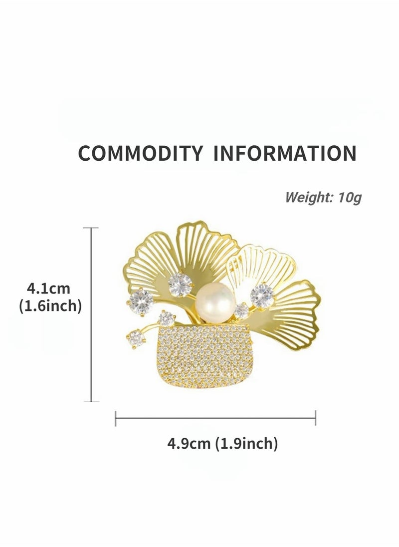 Excefore - Pearl Brooches Jewelry for Women Fashion Elegant Costume and Pins with White Crystal - Image 1