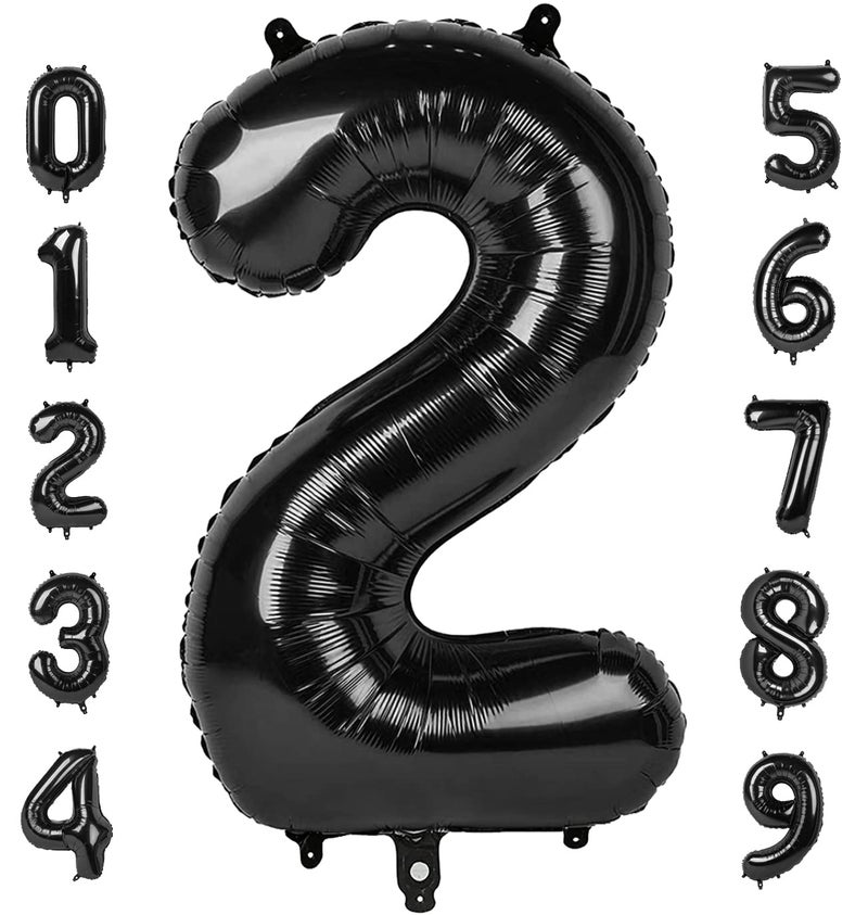 Mluchee 2 Numbers Balloon 40 Inch Black Two Balloon Number Birthday Decor 2nd 12 21st Party Celebration Decorations Graduations Wedding Baby Shower - Image 2