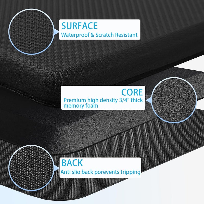 Artnice Kitchen Mats for Floor, 3/4 Inch Thick Anti Fatigue Mats for Kitchen Floor, Non-Slip Standing Desk Mat, Waterproof Cushioned Kitchen Rugs for Home, Office, Sink, Laundry (17.3" x 28") - Image 4