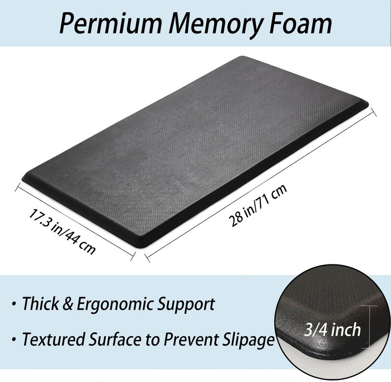 Artnice Kitchen Mats for Floor, 3/4 Inch Thick Anti Fatigue Mats for Kitchen Floor, Non-Slip Standing Desk Mat, Waterproof Cushioned Kitchen Rugs for Home, Office, Sink, Laundry (17.3" x 28") - Image 2