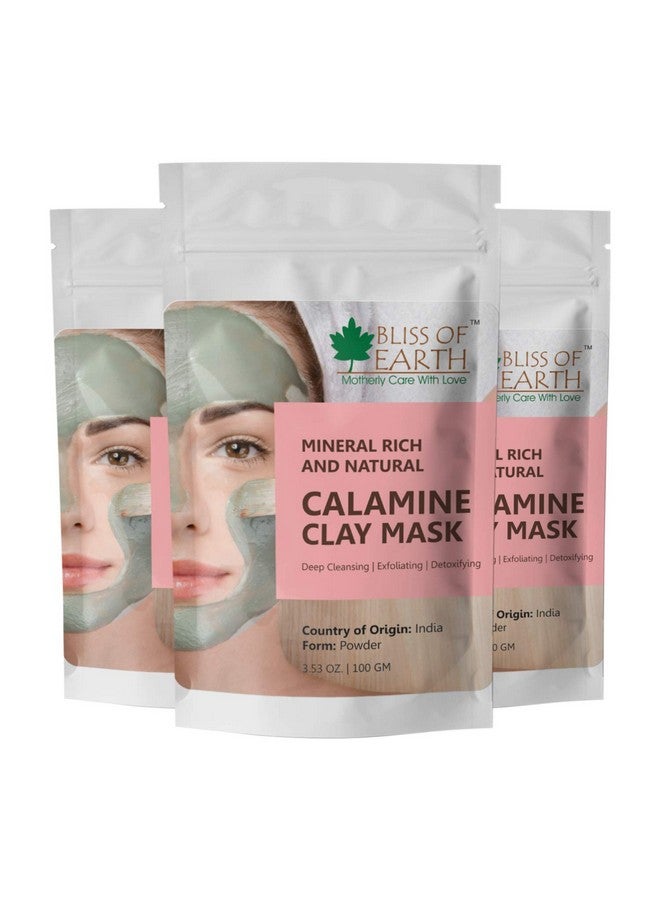 Bliss of Earth 100% Pure Pink Calamine Clay Powder 3x 100gm Pack Of 3 - Image 1
