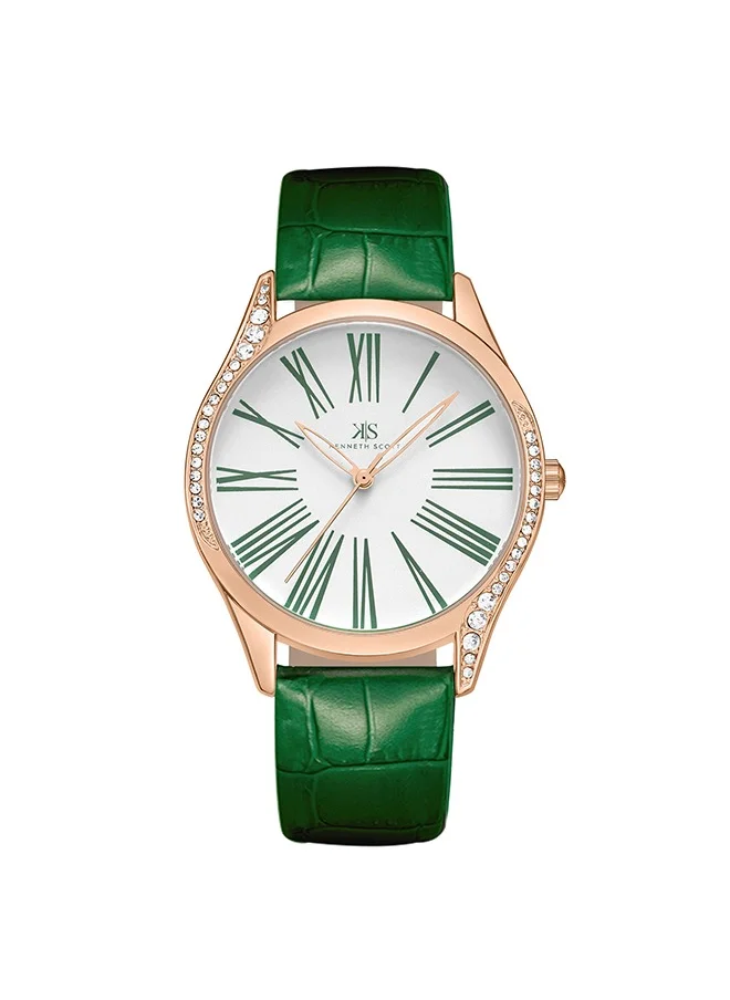 KENNETH SCOTT Kenneth Scott K23534-RLHW Women Analog Display Watch & Polyurethane Strap Green