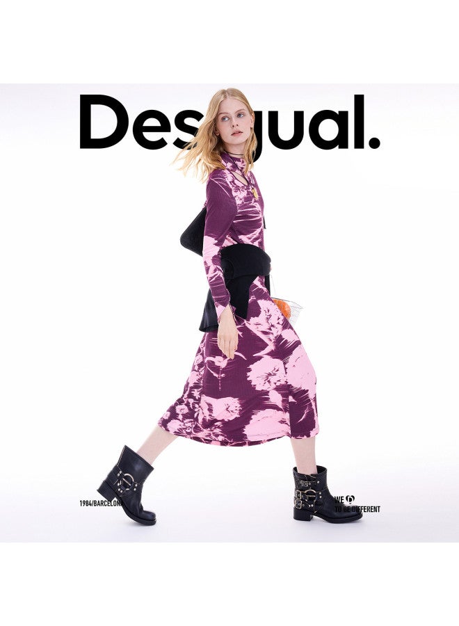 DESIGUAL floral Print Dress With Knit Lattice Panels And Contrast Seams - Fall/winter 2025 Collection - Image 5