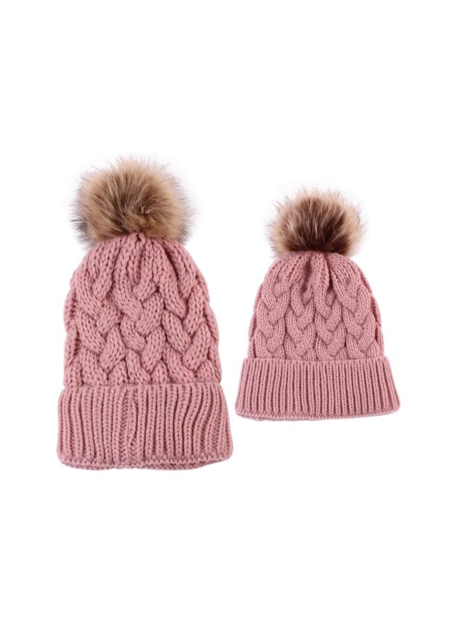 klarako 2PCS Mother&Baby Hat Parent-Child Hat Family Matching Cap Winter Warmer Knit Wool Beanie Ski Cap - Image 1