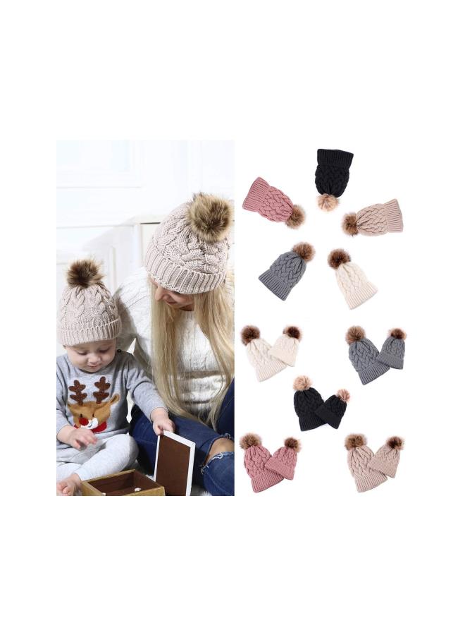 klarako 2PCS Mother&Baby Hat Parent-Child Hat Family Matching Cap Winter Warmer Knit Wool Beanie Ski Cap - Image 4