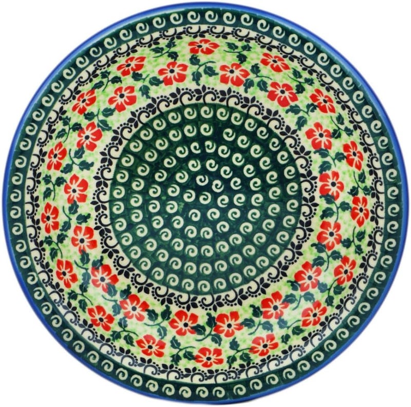 Polmedia Polish Pottery Polish Pottery 9inch Pasta Bowl Poppies Charm Theme Signature UNIKAT  Certificate of Authenticity  - Image 1