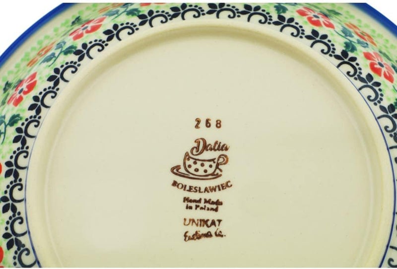 Polmedia Polish Pottery Polish Pottery 9inch Pasta Bowl Poppies Charm Theme Signature UNIKAT  Certificate of Authenticity  - Image 4