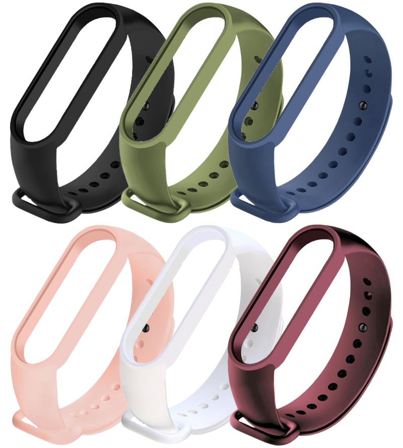 CERLINK Mi Band 5 & Mi Band 6 SmartWatch Strap, Silicone Adjustable Men Women Wristband-Black,Peach,Green,White,Blue,Wine - Image 1