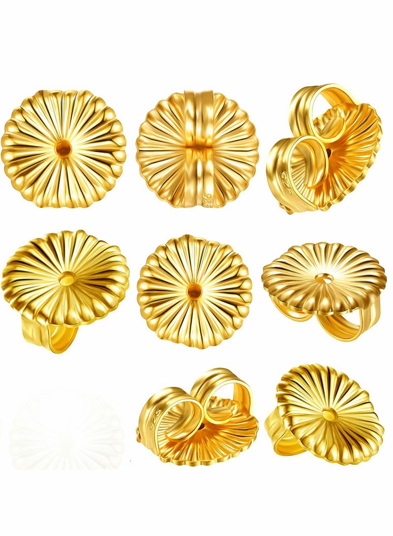 سيوسي ظهر حلق ، ظهر حلق جامبو ، ظهر حلق كبير ، ظهر حلق آمن ، ظهر حلق قابل للتعديل للأذن المتدلية ، دعم ثقيل 8 قطع (ذهبي ، 9 ملم) - Image 1