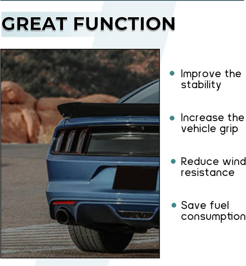 Kojem Rear Trunk Spoiler Wing for 2005-2009 Ford Mustang GT500 - Ducktail Style Black - Image 5