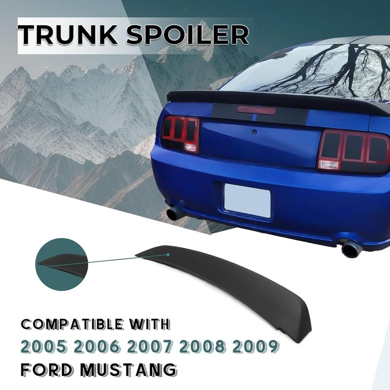 Kojem Rear Trunk Spoiler Wing for 2005-2009 Ford Mustang GT500 - Ducktail Style Black - Image 2