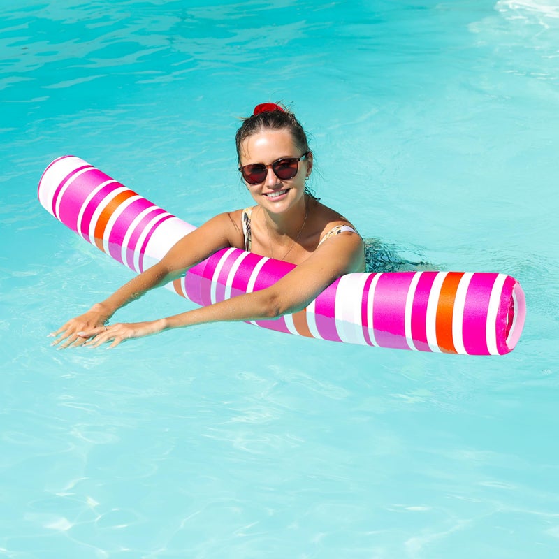 فايند يو ويل Finduwill قابلة للنفخ المعكرونة 2 عبوة حزمة المعكرونة العوامات للبالغين النسيج الناعم مغطى البركة الكبرى المعكرونة سباحة البحيرة بركة ليك (أصفر ورودي ساخن) - Image 3