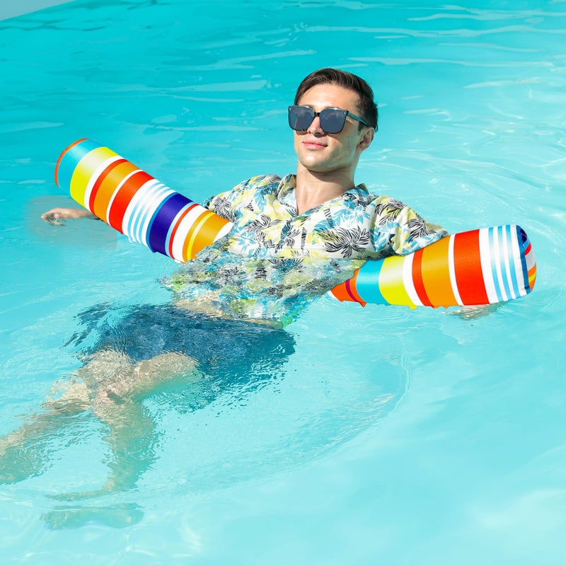 فايند يو ويل Finduwill قابلة للنفخ المعكرونة 2 عبوة حزمة المعكرونة العوامات للبالغين النسيج الناعم مغطى البركة الكبرى المعكرونة سباحة البحيرة بركة ليك (أصفر ورودي ساخن) - Image 4