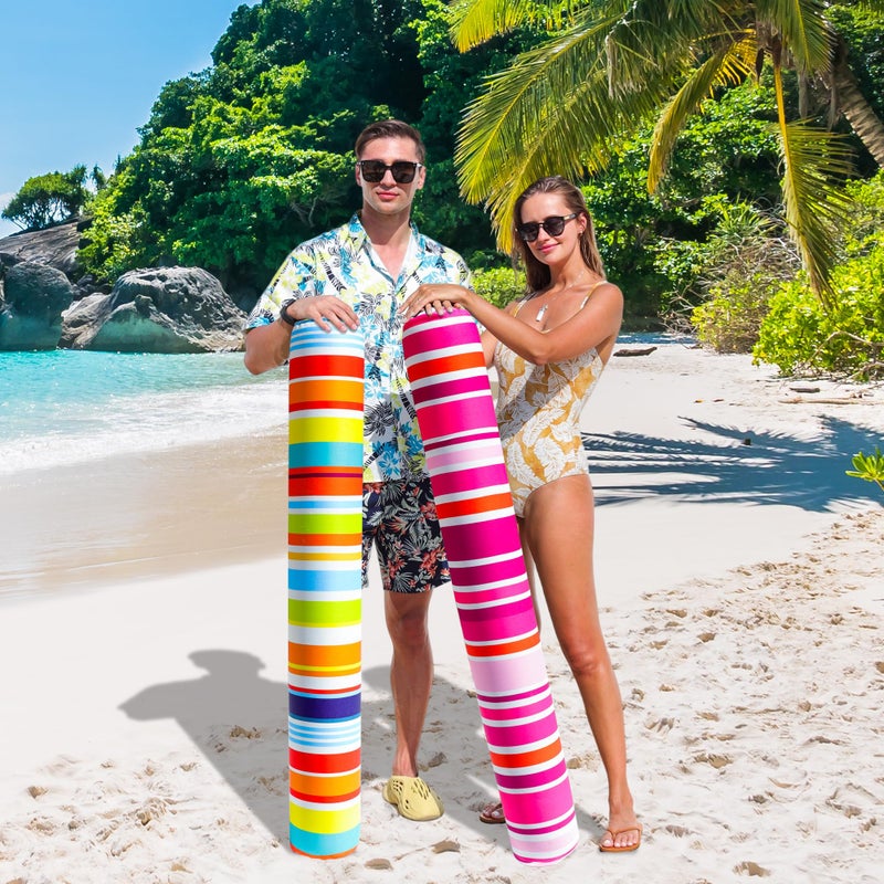 فايند يو ويل Finduwill قابلة للنفخ المعكرونة 2 عبوة حزمة المعكرونة العوامات للبالغين النسيج الناعم مغطى البركة الكبرى المعكرونة سباحة البحيرة بركة ليك (أصفر ورودي ساخن) - Image 5