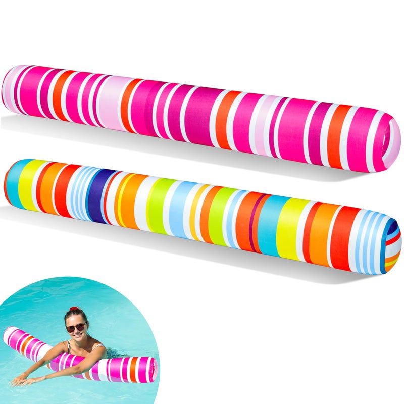 فايند يو ويل Finduwill قابلة للنفخ المعكرونة 2 عبوة حزمة المعكرونة العوامات للبالغين النسيج الناعم مغطى البركة الكبرى المعكرونة سباحة البحيرة بركة ليك (أصفر ورودي ساخن) - Image 1