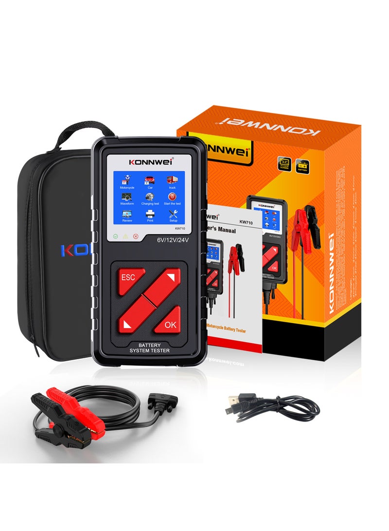 Konnwei جهاز تحليل واختبار بطارية 100-2000CCA للسيارات والشاحنات 6V 12V 24V أداة تشخيص نظام بدء التشغيل والشحن - Image 1