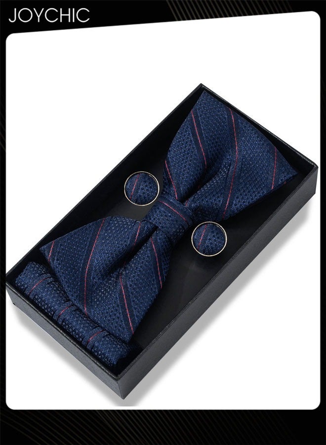 Joychic ربطة عنق كبيرة مزينة بالزهور للرجال قابلة للتعديل مع منديل جيب وأزرار أكمام لمناسبات الزفاف والأعمال الرسمية - Image 1