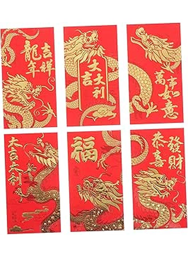 Chinese Red Envelopes Set of 6 Unique Designs for Lunar New Year Wedding Birthday Money Gifts - Image 1