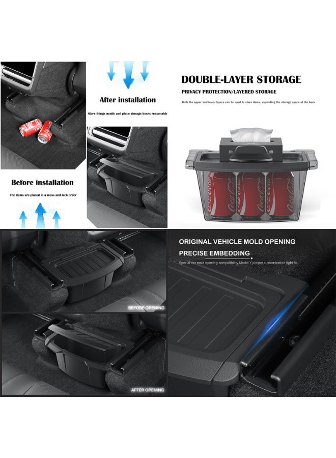 Rear Center Console Organizer for Tesla Model Y Juniper 2025 2026 Trash Can Backseat Storage Box 2nd Row Seat Organizer Bin - Image 4