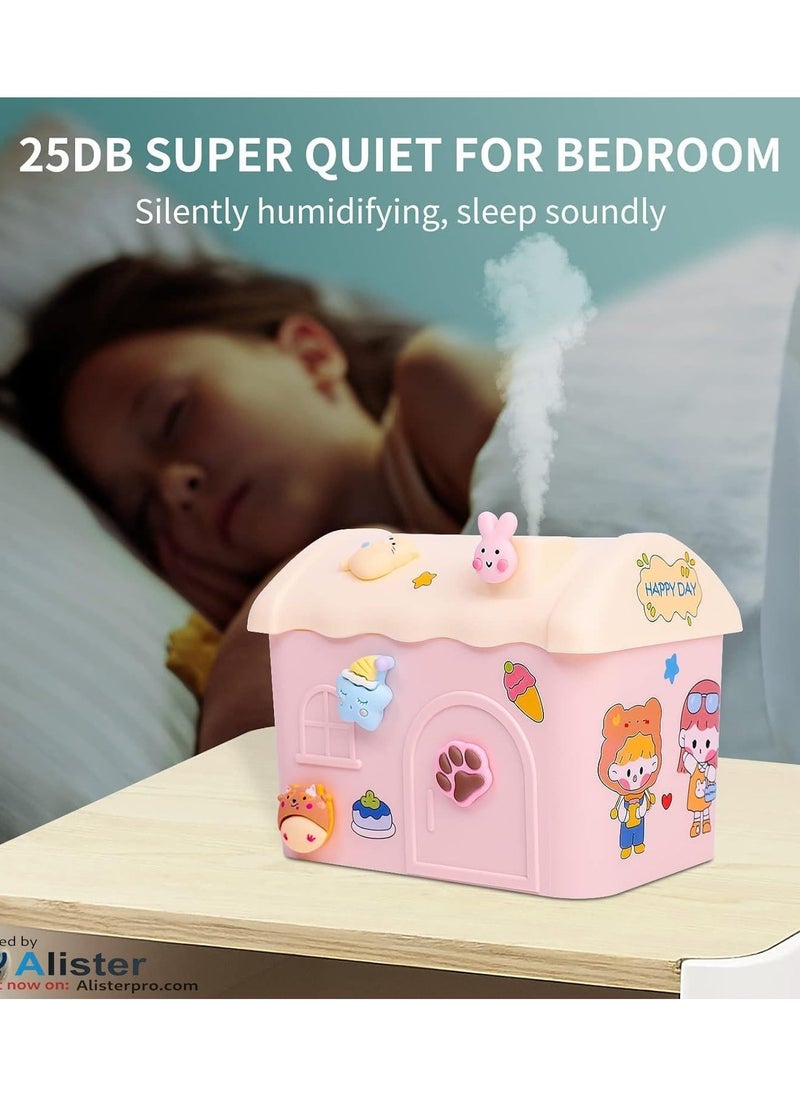 Generic - DIY Small Humidifier for Bedroom, 600ML Portable Humidifiers for Baby Nursery, USB Personal Humidifier for Office Desk Home Plant Travel, Cute Cool Mist Humidifier with 2 Mist Modes (Pink) - Image 1