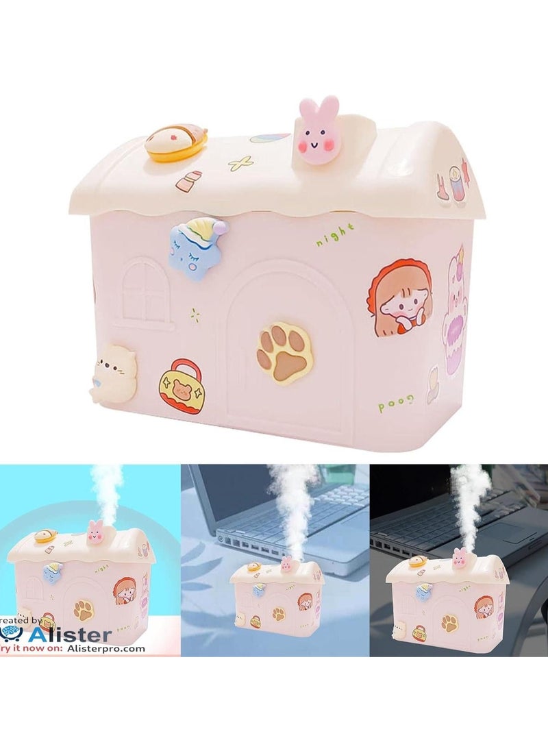 Generic - DIY Small Humidifier for Bedroom, 600ML Portable Humidifiers for Baby Nursery, USB Personal Humidifier for Office Desk Home Plant Travel, Cute Cool Mist Humidifier with 2 Mist Modes (Pink) - Image 1