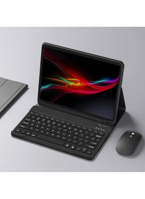 حافظة لوحة مفاتيح عربية وإنجليزية لجهاز iPad Air 11 بوصة (M2) 2024، غلاف ذكي خفيف الوزن مع لوحة مفاتيح قابلة للفصل وفأرة بلوتوث وحامل قلم.