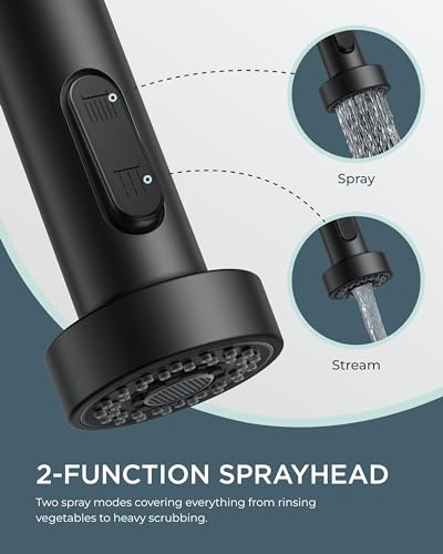FORIOUS Kitchen Faucet with Pull Down Sprayer, Stainless Steel Commercial Single Handle Classic Spring Pull Out Sink Faucet for Pot Filler, Farmhouse Camper Bar Laundry Room, Black Gold - Image 3