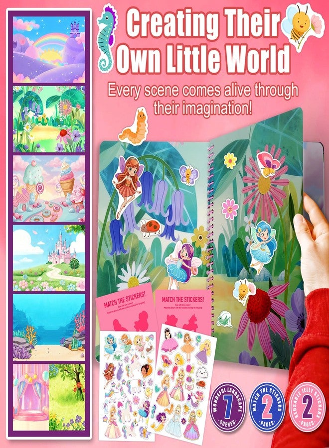 Cosomia Jelly Sticker Book for Kids 3-5, Waterproof Reusable Sticker Book for Toddlers, Easy to Clean Road Trip Activities, Easter Basket Stuffers & Easter Gifts for Toddlers (Princess) - Image 4