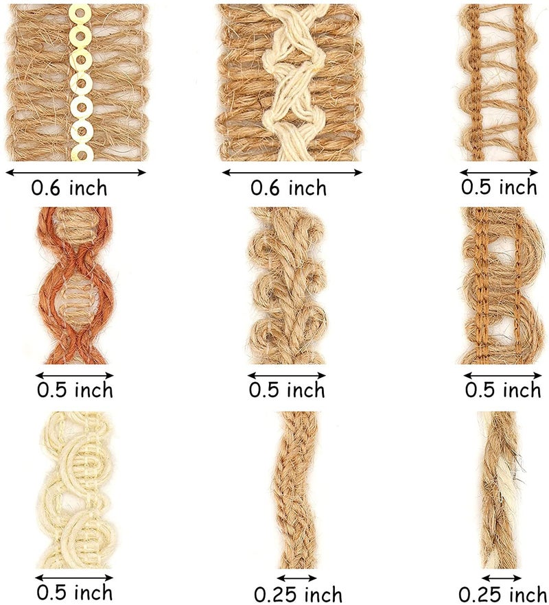 VGOODALL 9 Rolls Jute Ribbons Lace Craft Ribbon 18 Meters for Crafts Wraping Gifts Party Holiday and Rustic Wedding Decorations - Image 2