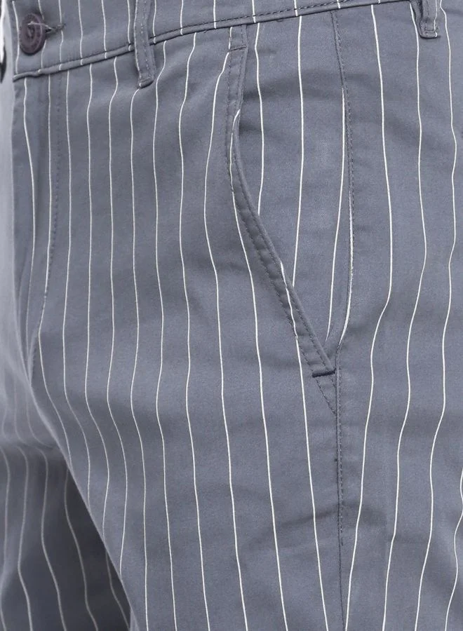 The Indian Garage Co Men Slim Fit Vertical Striped Mid-Rise Chinos