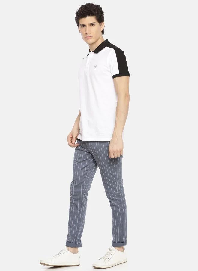 The Indian Garage Co Men Slim Fit Vertical Striped Mid-Rise Chinos
