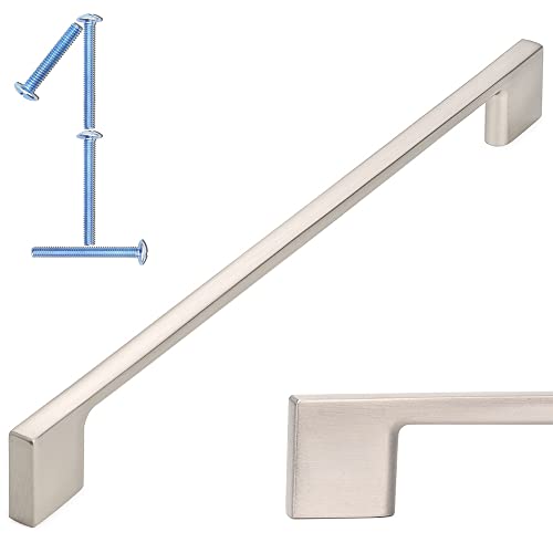 KOOFIZO 1 Pack 8-4/5 Inch Brushed Nickel Kitchen Cabinet Pulls Stain Nickel Cabinet Handles Silver Cabinet Hardware for Kitchen Cabinets Drawer P01 Dresser Cupboard Bedroom Bathroom - Image 1