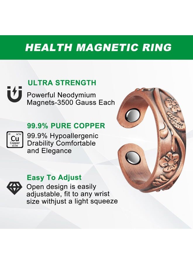 Wollet 99.9% Pure Copper Ring with 3Pcs Magnets Magnetic Rings Women, Fingers, Thumb, copper, Agate - Image 5